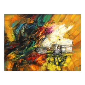 Golden September - Colorful Textured Oil Painting Original Artwork by Sergei Inkatov