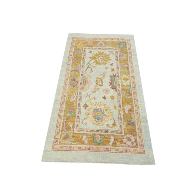Modern Turkish Oushak Rug 2'10" x 5'2" For Sale - Image 9 of 10