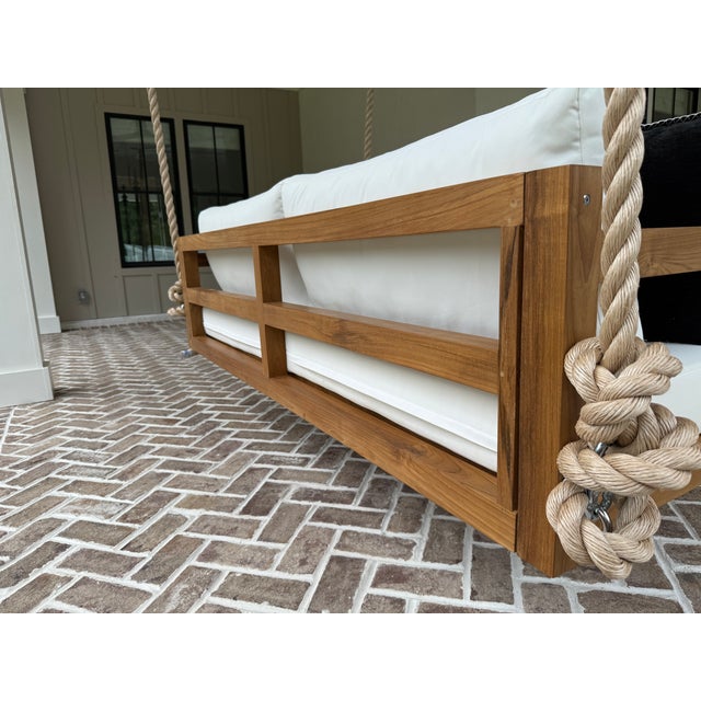 ModHaven Bimini Teak Swing Bed - Outdoor Porch Swing With Cushions For Sale - Image 10 of 13