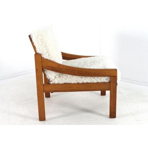 Wood Pine Armchair with Cream Upholstery, 1970s For Sale - Image 7 of 15