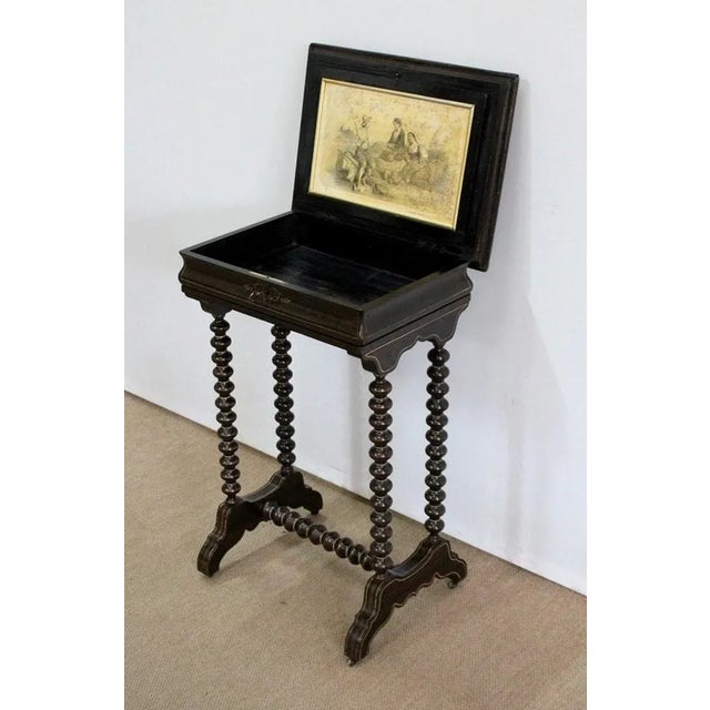 Small Napoleon III Period Lacquered Wooden Work Table, Mid 19th Century For Sale - Image 4 of 18