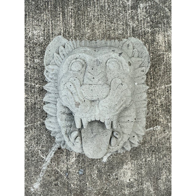 Oyster Gray Vintage Cast Concrete Lions Head For Sale - Image 8 of 12