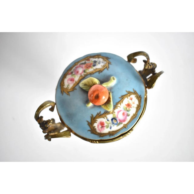 Antique French Sevres Style Gilt Ormolu and Porcelain Urn Vase For Sale - Image 10 of 13