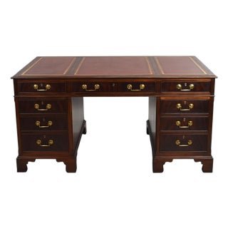 Edwardian Mahogany Pedestal Desk, 1900s For Sale