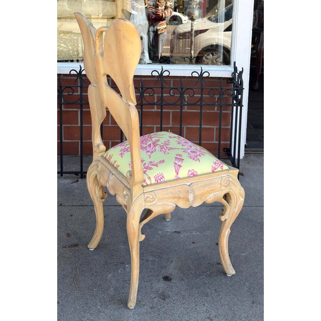 Rare Antique Art Nouveau Carved Butterfly Back Chair - 1 of 2 For Sale In Los Angeles - Image 6 of 7