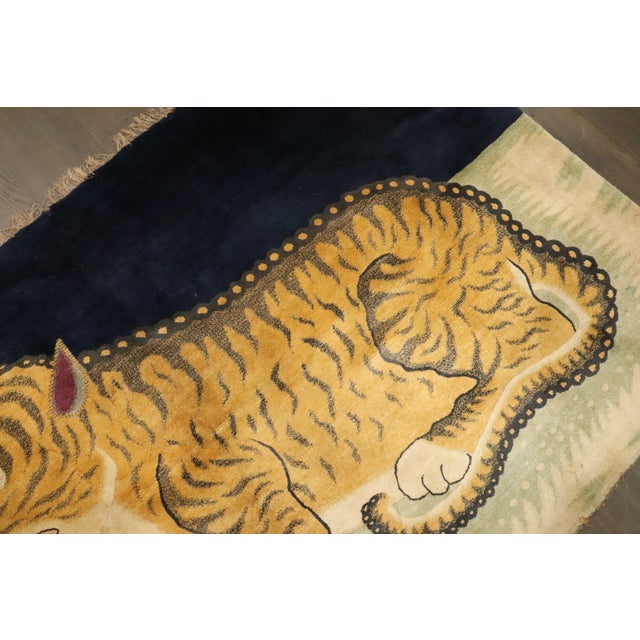 Textile Rare Antique Zabihi Collection Tiger Large Rug - 4' x 6' For Sale - Image 7 of 12