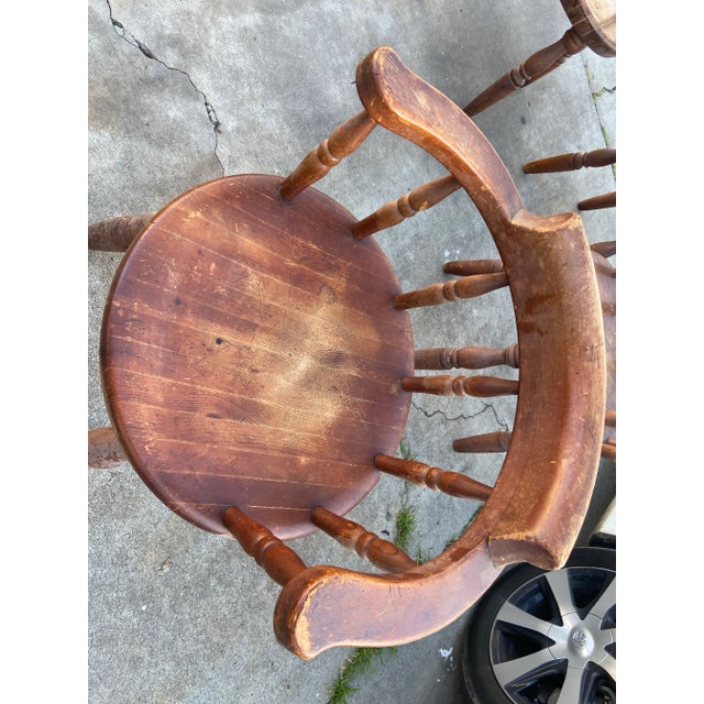 Wood 1920s Antique Butcher Block Tavern Dining Chairs Set of 6 For Sale - Image 7 of 12