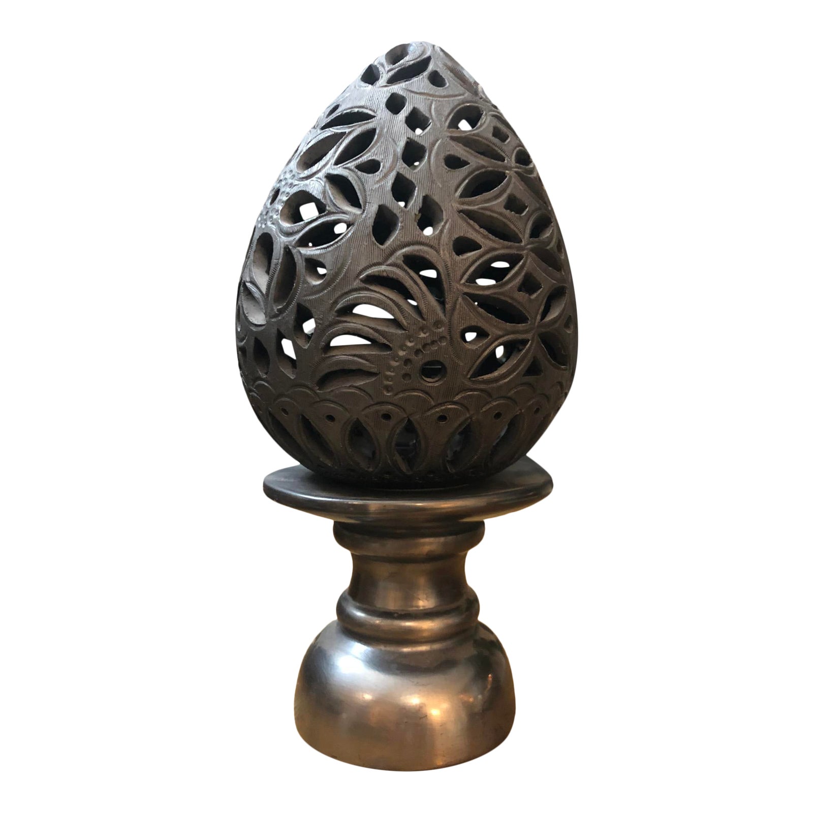 Mexican Black Clay Decorative Candle Lamp Chairish