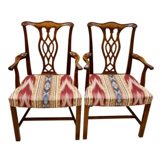 Hickory Chair Furniture Chippendale Dining Arm Chairs - a Pair For Sale