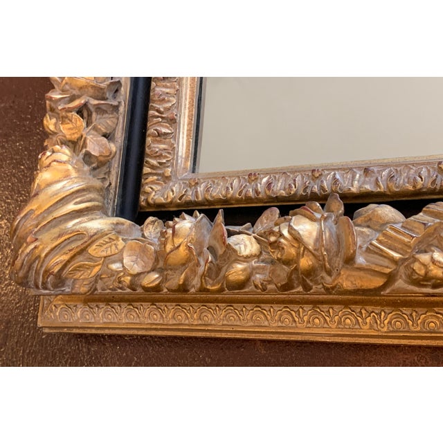 Ornate Gold and Black Deeply Carved Vintage Mirror For Sale - Image 4 of 17