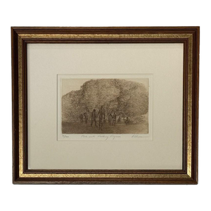Mid 20th Century Harold Altman (Ny Pa b.1924) Signed Etching Print "Park With Walking Figures" #96/200, Mint Condition