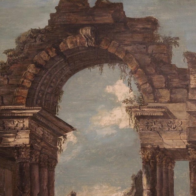 Italian Artist, 20th century Italian architectural capriccio painting, Oil on Canvas For Sale - Image 13 of 16