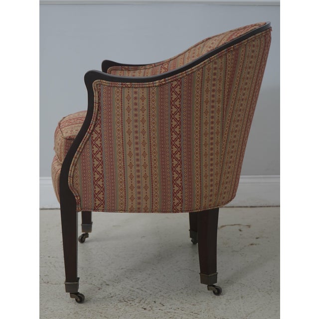 Traditional Pair of Hancock & Moore Upholstered Tub Barrel Back Chairs For Sale - Image 3 of 18