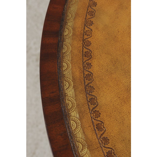 Maitland Smith Round Mahogany Leather Top Center Table For Sale - Image 14 of 17