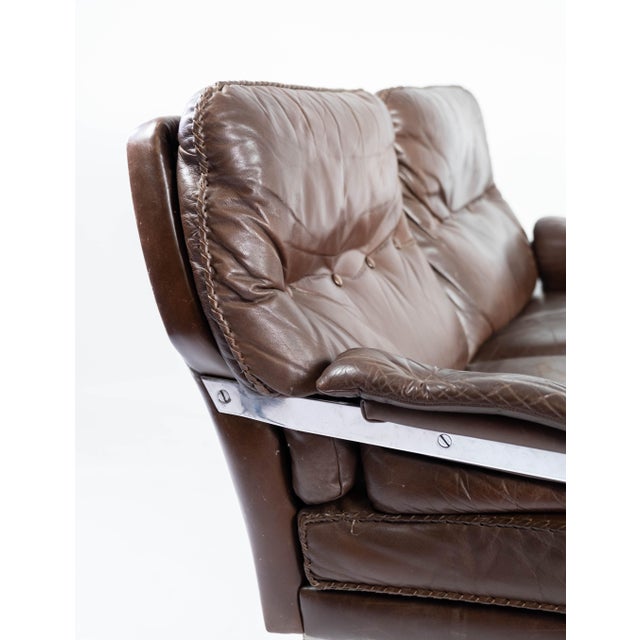 Brown 2-Seater Sofa in Patinated Brown Leather by Arne Norell, 1970s For Sale - Image 8 of 18