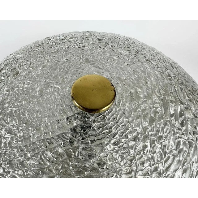 Metal Glass Flush Mounts with Gilt Brass Trims, 1970s, Set of 2 For Sale - Image 7 of 11