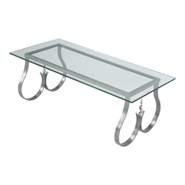 Burnished Steel and Glass Coffee Table From the 1960's For Sale