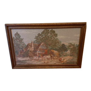 Mid 20th Century Tapestry Wood Framed