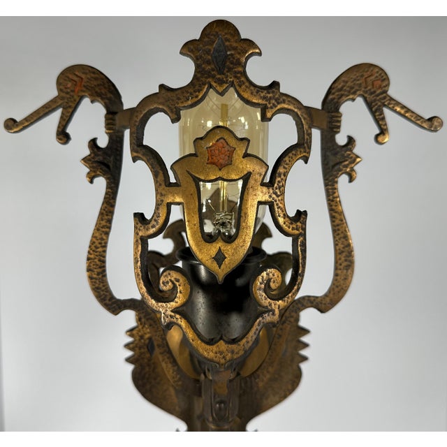 Rare & Original Spanish Revival Wall Sconce for your consideration. The wall sconce measures approx. 16 1/2 inches long, 9...