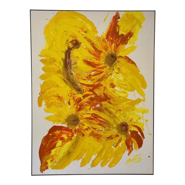 Abstract Yellow Painting Signed “Marty For Sale