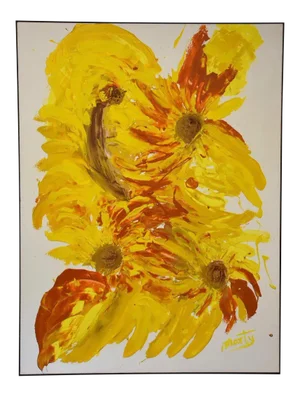 Abstract Yellow Painting Signed “Marty