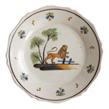 18th Century French Nevers Faience Lion Plate For Sale