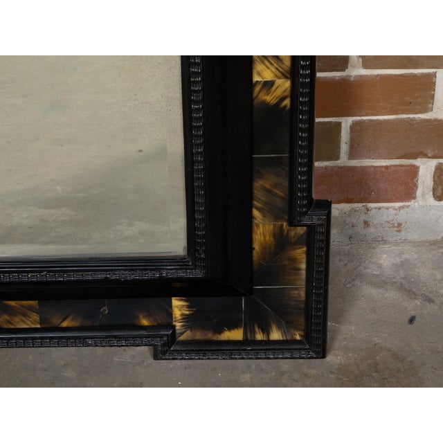 Dutch 19th Century Faux Tortoise Black and Amber Mirror with Carved Frame For Sale - Image 9 of 12