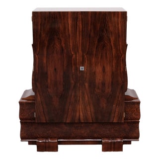 Art Deco Bookcase or Bar Cabinet in Hand-Polished Shellac Ash and Thuja Burl Wood, France, 1930s For Sale