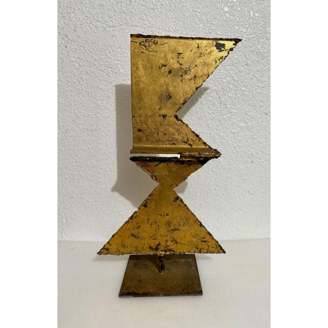 Gold Mexican Art Abstract Brutalist Gilt Steel Geometric Sculpture Mathias Goeritz For Sale - Image 8 of 14