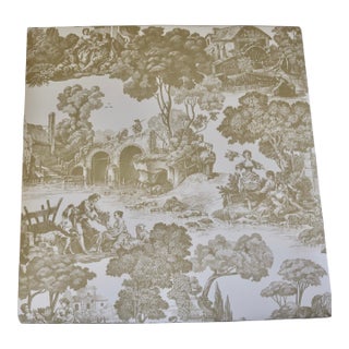 Schumacher 18th Century Rural European Scenic Toile Wallpaper Gold on Cream For Sale