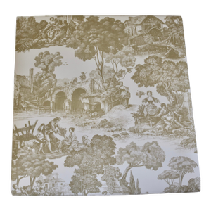 Schumacher 18th Century Rural European Scenic Toile Wallpaper Gold on Cream