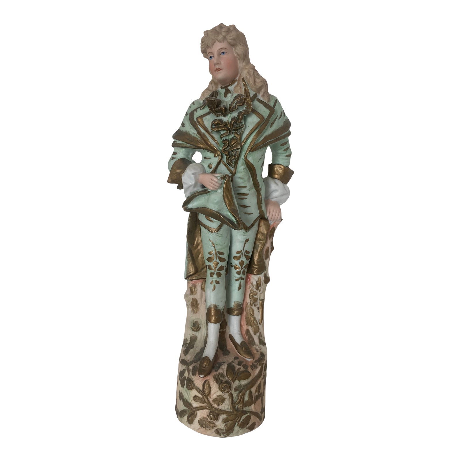 Vintage Large Ceramic Handpainted Figurine Renaissance Style | Chairish