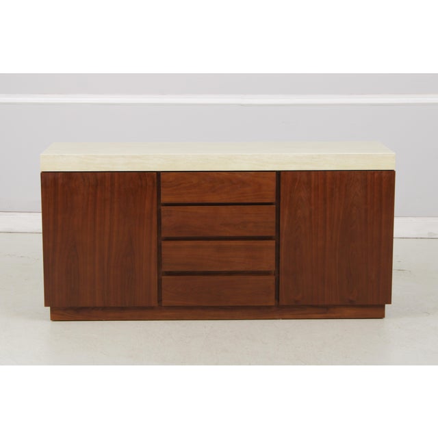Age: Approx: 20 Years Old Details: Cherry High Quality Construction Modern Design Walnut Base Stone Top Un-Marked As To...