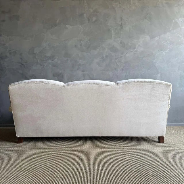 Textile Custom Made Modern English Arm Sofa in Performance Linen Velvet For Sale - Image 7 of 11