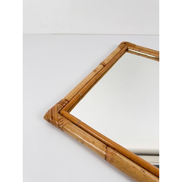 Large Italian Rectangular Bamboo and Rattan Mirror, 1970s For Sale - Image 9 of 14