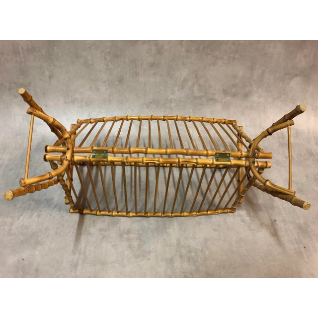 Mid-Century French Rattan Magazine Rack, 1950s For Sale - Image 9 of 10