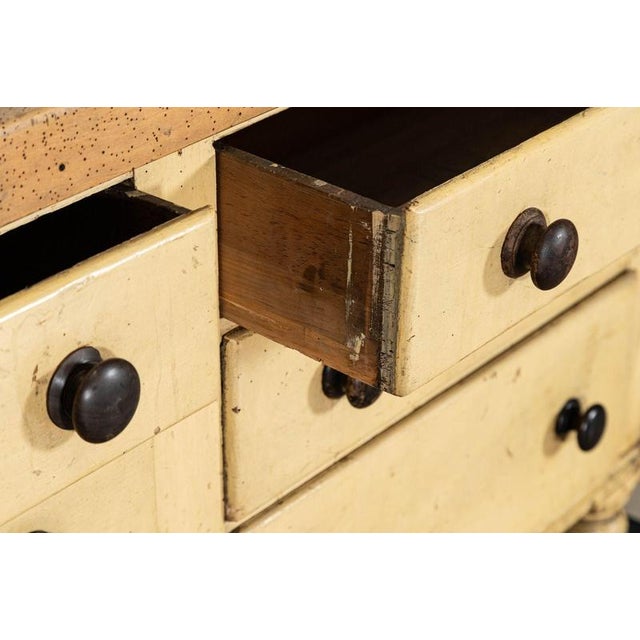 English Painted Pine Dresser Base with Drawers and Elm Top, 1890 For Sale - Image 14 of 16