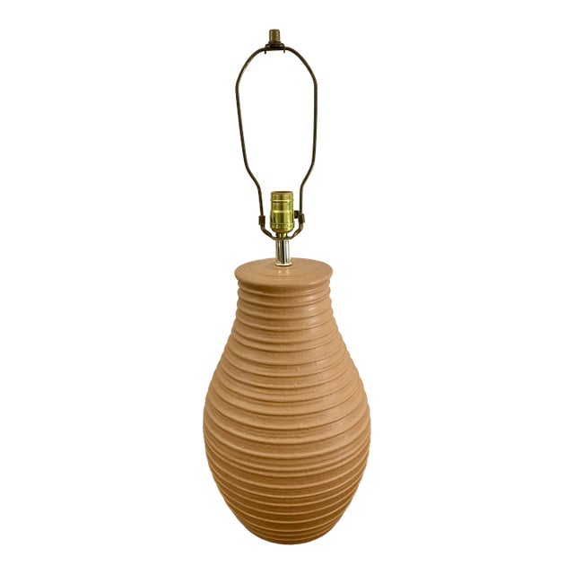 Vintage Smooth Ribbed Terra Cotta Color Plaster Lamp For Sale