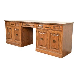 Romweber Viking Oak Executive Credenza, Circa 1960s For Sale