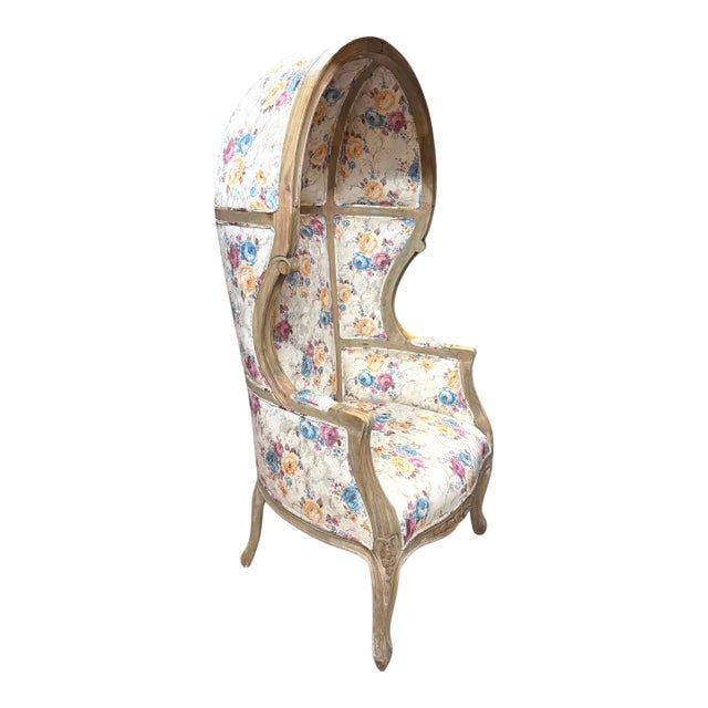 Vintage Floral Balloon, Porter, Canopy Chair For Sale