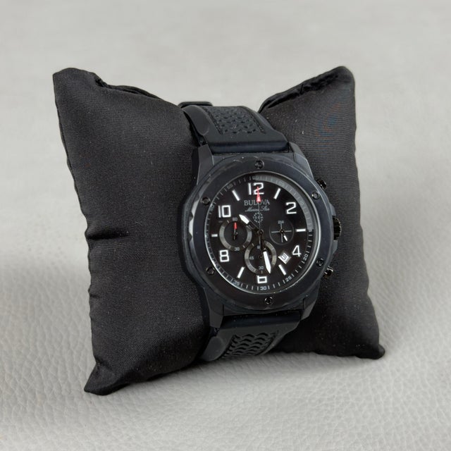 Black Chronograph Bulova Wristwatch 98B2 Rubber Strap from Marine Star, 2010s For Sale - Image 11 of 11