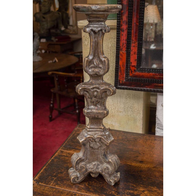 French Silver Gilt Pricket Stick Mounted as a Table Lamp Circa 1860 With Shade For Sale - Image 3 of 6
