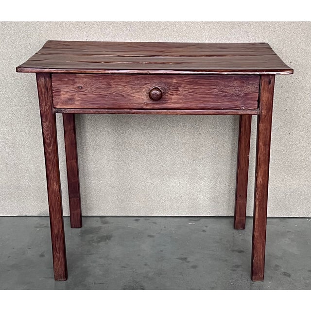 Spanish Country Pine "Mobila " Side Table With Drawer For Sale - Image 4 of 10