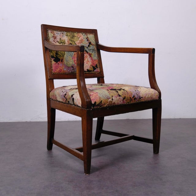 Late 19th Century Wooden and Fabric Armchair with Cushion For Sale - Image 11 of 18