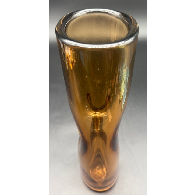 Vintage Venini Forati Vase by Fulvio Bianconi, Amber Murano Glass, Italian Mid Century Modern Art Glass, Circa 1951 For Sale - Image 10 of 18