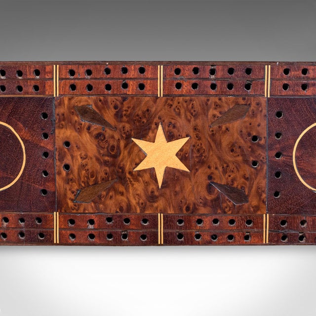 Antique Cribbage Board, English, Inlaid Game Scoreboard, Peg Storage, Edwardian For Sale - Image 6 of 10