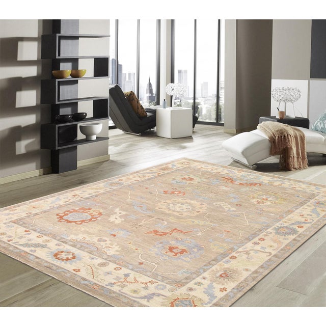 Pasargad Home Oushak Beige Wool Area Rug- 7'10'' X 9'10'' For Sale In New York - Image 6 of 6