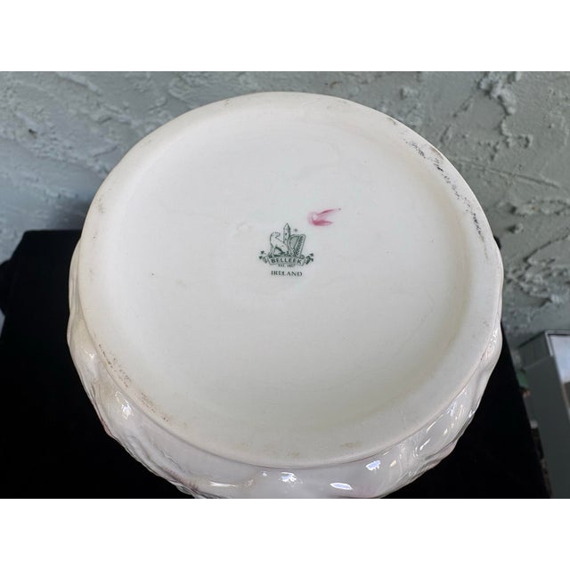 Ivory Vintage Belleek Ireland “Neptune” Porcelain Carafe – Pink Shell Relief Coastal Design For Sale - Image 8 of 9
