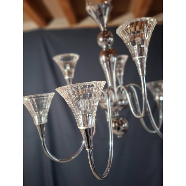 Magnificent vintage chandelier from the 1930s-1950s Art Deco style / transition to modernism, a striking addition to any...