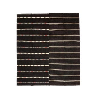 1960s Vintage Striped Turkish Kilim Rug- 11′1″ × 12′7″ For Sale